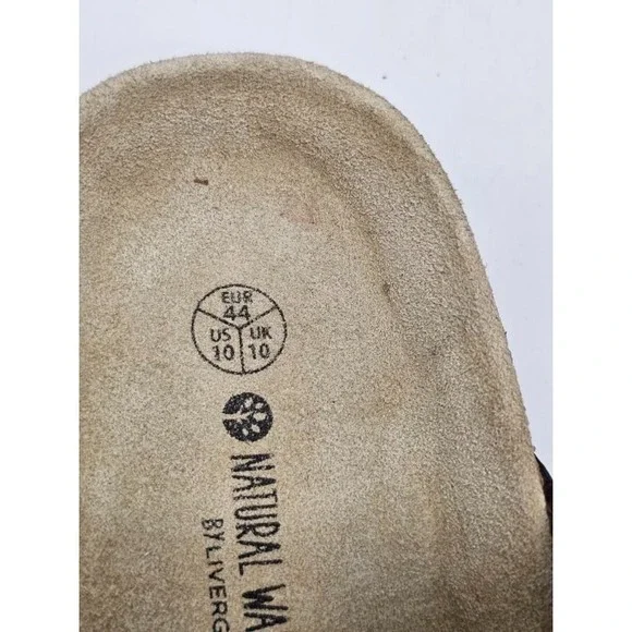 NATURAL WALK by Livergy Men's 2 Strap Buckle Brown Slip On Sandals Size 10 - Picture 9 of 10